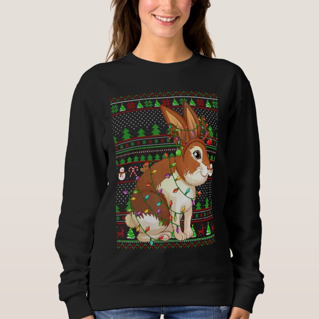 Sweatshirt Ugly Xmas Sweater Style Lighting Rabbit Christmas (Devant)