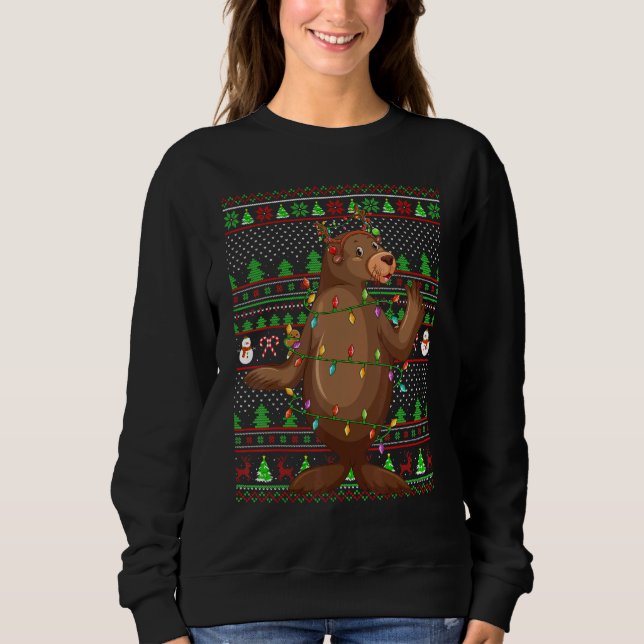 Sweatshirt Ugly Xmas Sweater Style Lighting Sea Lion Christma (Devant)