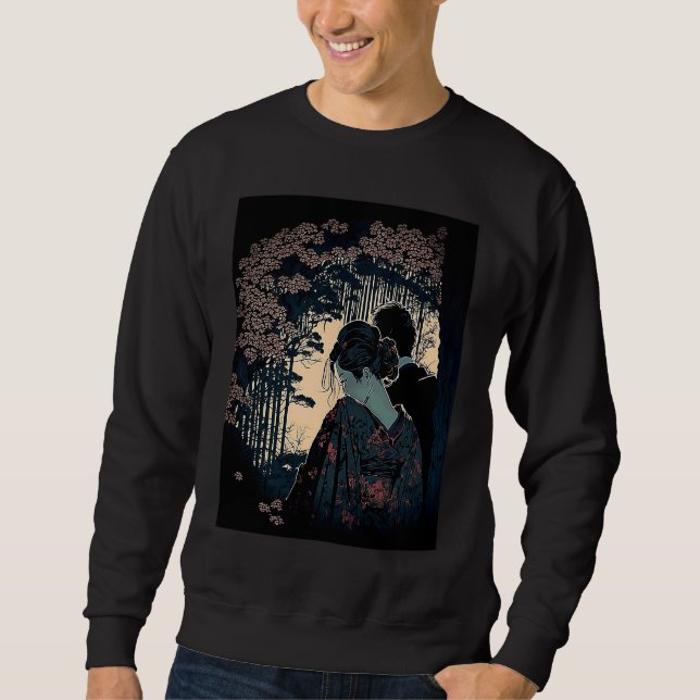 Sweatshirt Ukiyo E Retro Japanese Design Romance  Love During (Devant)