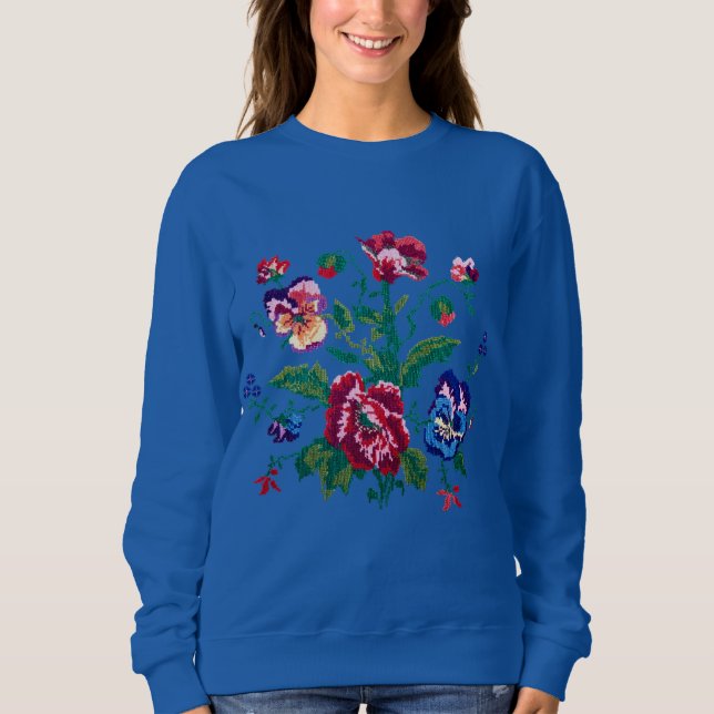 Sweatshirt Ukrainian vushuvanka folk pattern (Devant)