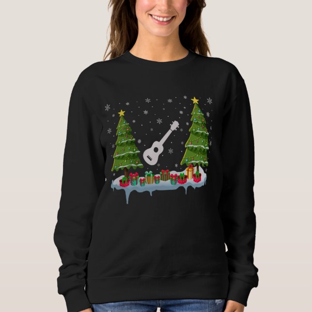 Sweatshirt Ukulele Xmas L'éclairage des arbres Hommes Femmes  (Devant)