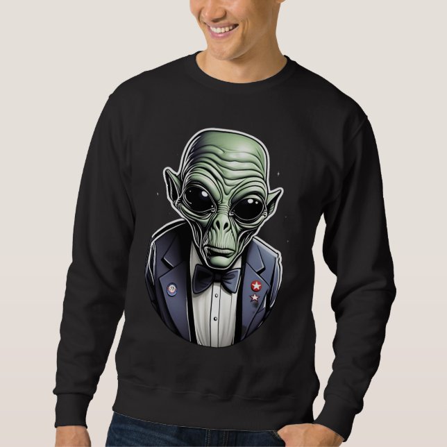 Sweatshirt Un alien habillé en costume. (Devant)