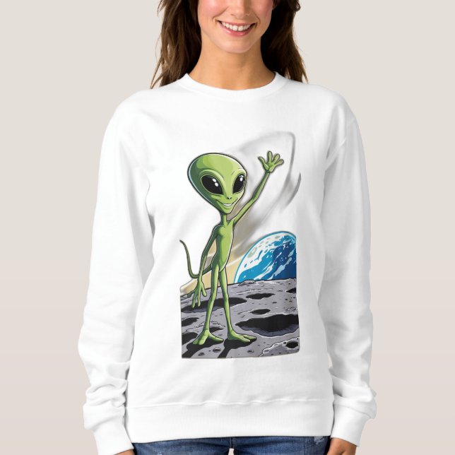 Sweatshirt Un alien sympathique agitant (Devant)