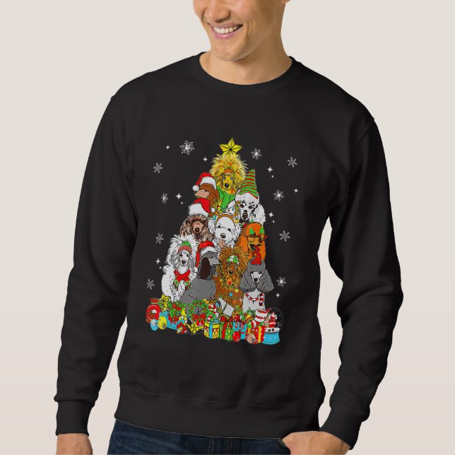 Sweatshirt Un arbre de Noël éclaire le caniche Chien Xmas Pyj (Devant)