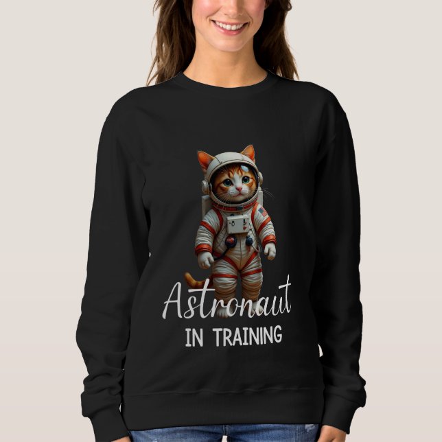 Sweatshirt Un astronaute en formation Retro Cute Cat Espace V (Devant)