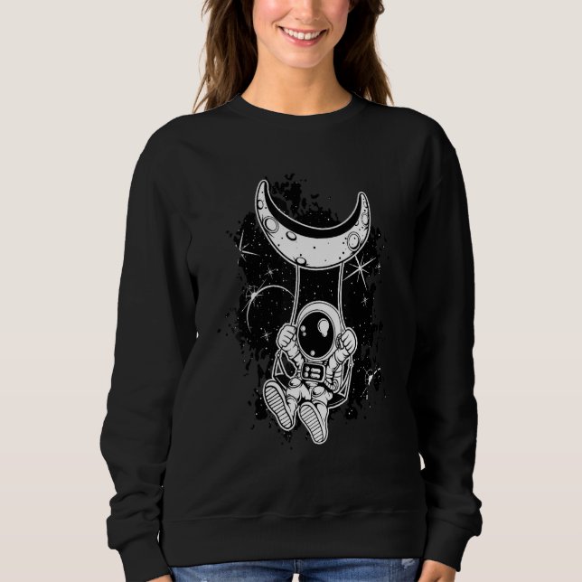 Sweatshirt Un Astronaute Swing Dans L'Espace Sur La Lune Astr (Devant)