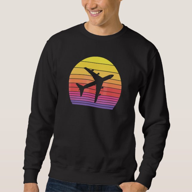Sweatshirt Un avion à réaction 747 de coucher de soleil vinta (Devant)