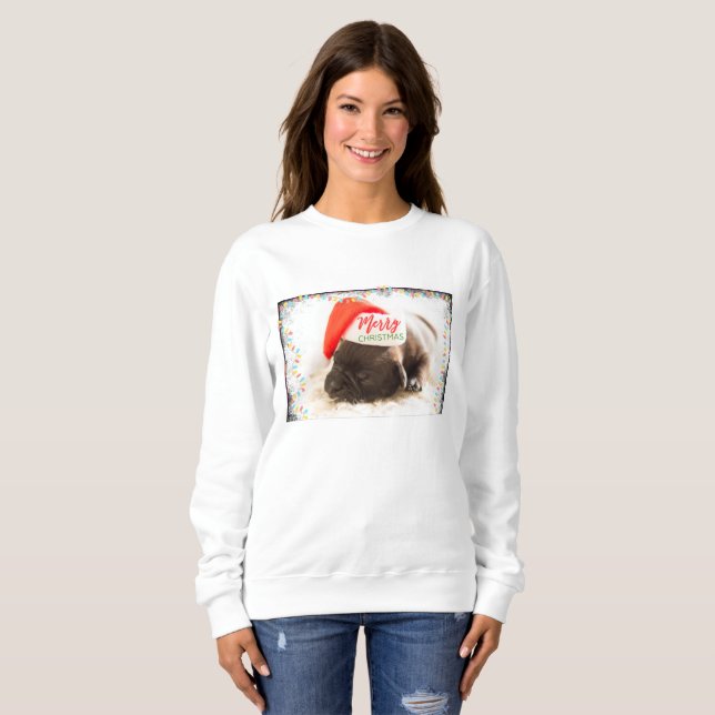 Sweatshirt Un beau Carlin de marionnettes dans un chapeau rou (Devant entier)
