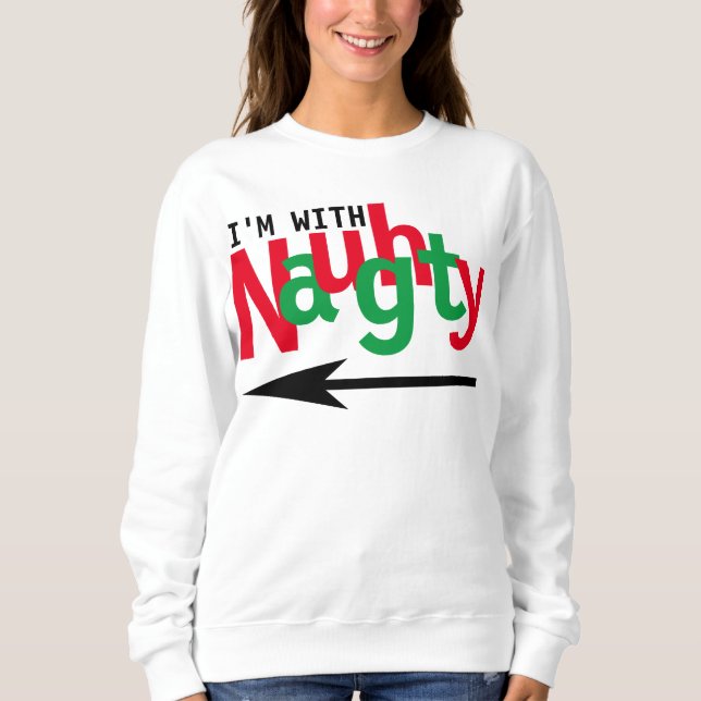Sweatshirt Un drôle de couple de Noël se marie coquin et coqu (Devant)