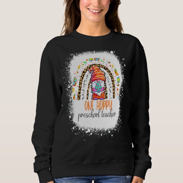 Sweatshirt Un enseignant de maternelle Hoppy Leopard de Pâque (Devant)