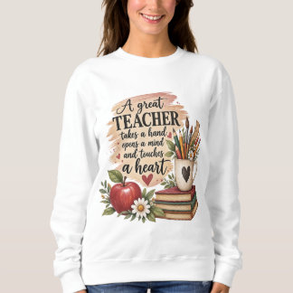 Sweatshirt Un grand enseignant prend la main et touche le cœu