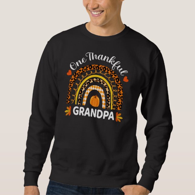 Sweatshirt Un Grandpa Thanksgiving Rainbow Fall Leo (Devant)