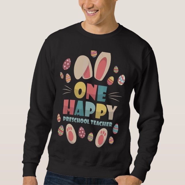 Sweatshirt Un Joyeux Enseignant Préscolaire Cute Bunny Egg En (Devant)