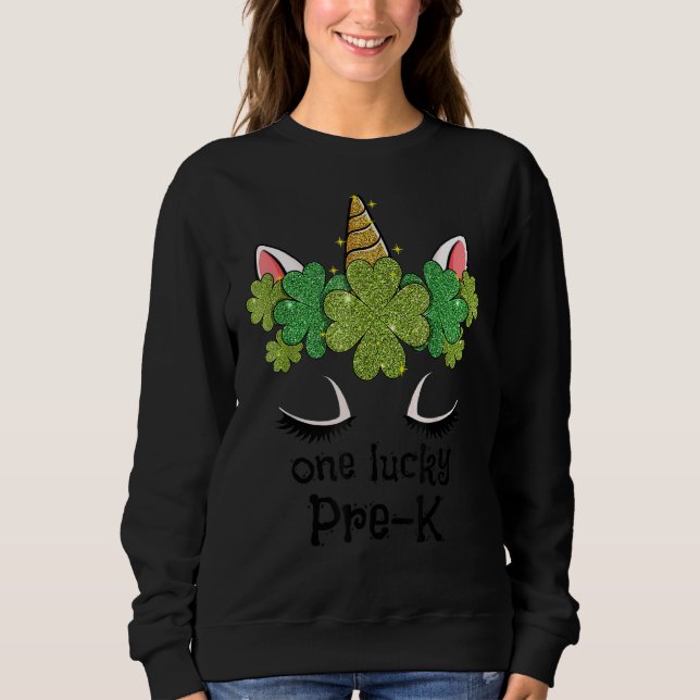 Sweatshirt Un Lucky PrK mignon Unicorn Face St patrick (Devant)