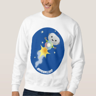 Sweatshirt Un mignon robot volant dans l'espace dessin animé