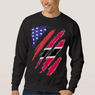 Sweatshirt Un Patriote trinidadien Américain Drapeau Coeur Cu