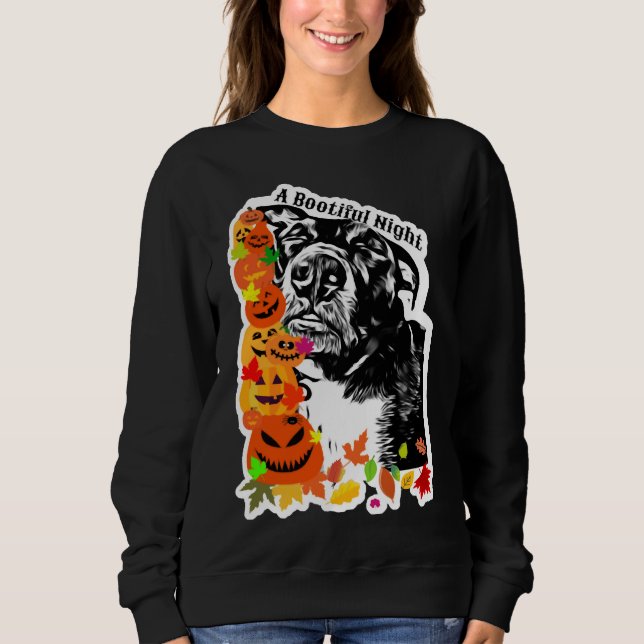 Sweatshirt Un Pitbull Chien De Nuit En Noir Et Blanc (Devant)