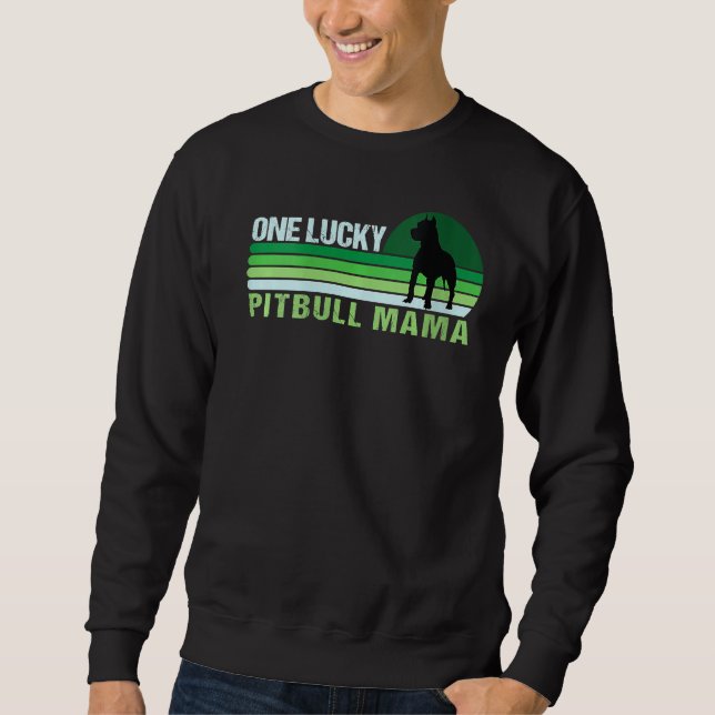 Sweatshirt Un Pitbull Lucky Mama Funny St Patrick's Day Pitb (Devant)