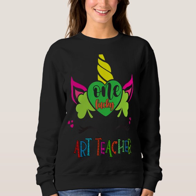 Sweatshirt Un Professeur Lucky Cute Unicorn Face St patrick D (Devant)