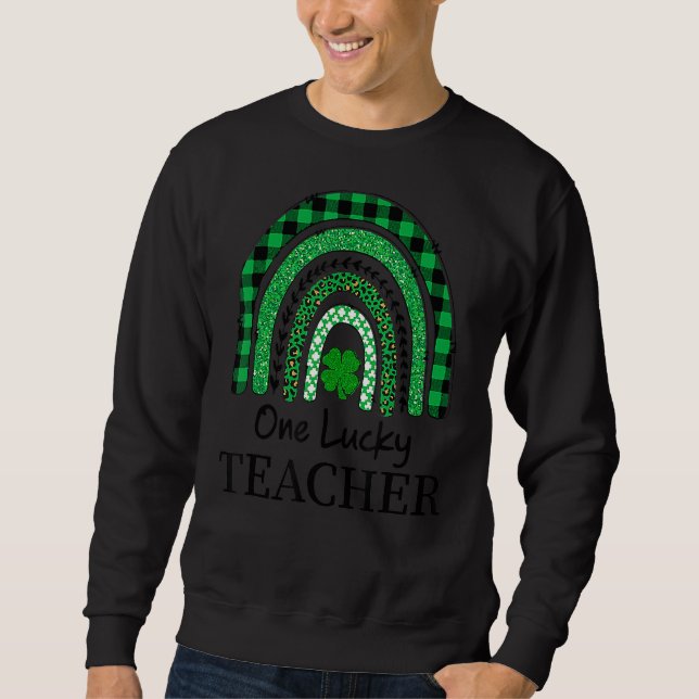 Sweatshirt Un Professeur Lucky Leprard Rainbow Plaid St Patri (Devant)