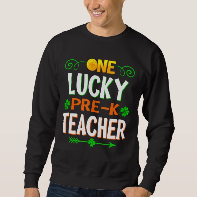 Sweatshirt Un Professeur Lucky Pré K Leopard St Patricku2019s (Devant)