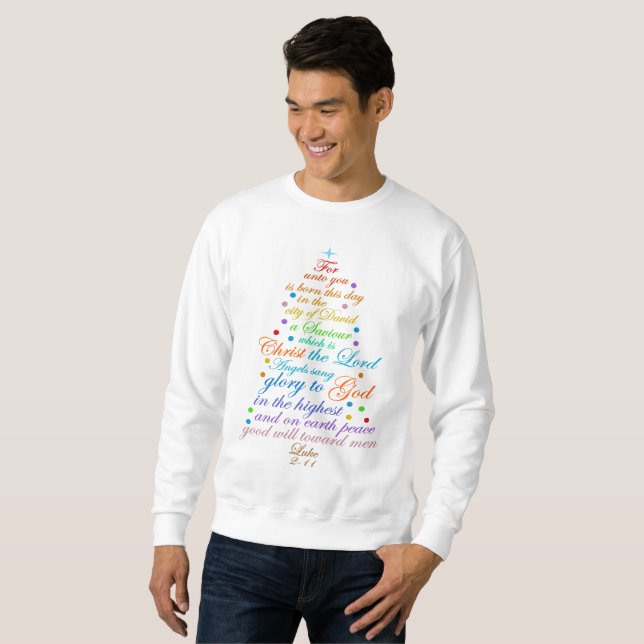 Sweatshirt Un sauveur est né Luc 2-11 Chemises des Arbres de  (Devant entier)