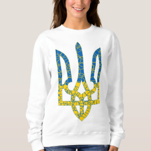 Sweatshirt Un trident ukrainien texturé drapeau d'Ukraine cou