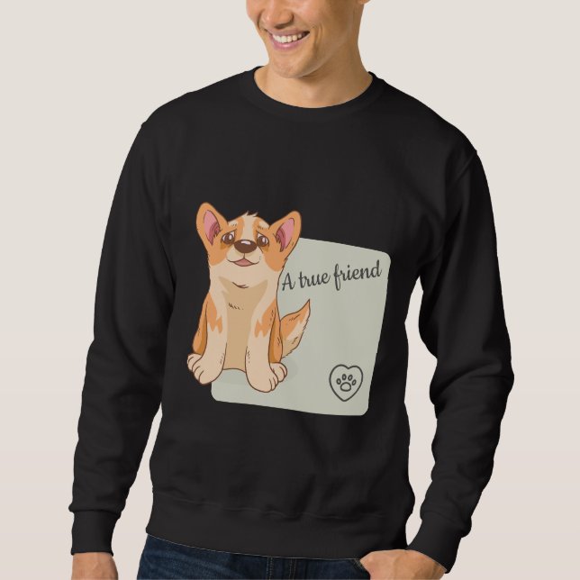 Sweatshirt Un vrai ami Welsh Corgi (Devant)