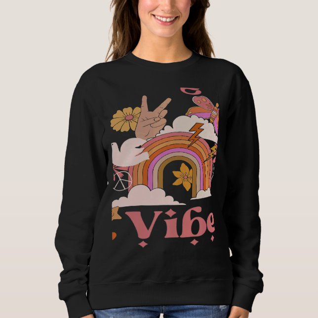 Sweatshirt Undergrad Vibes School Groovy Retro Boho Rainbow C (Devant)