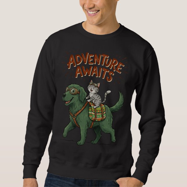 Sweatshirt Une aventure drôle de chien et de chat vous attend (Devant)