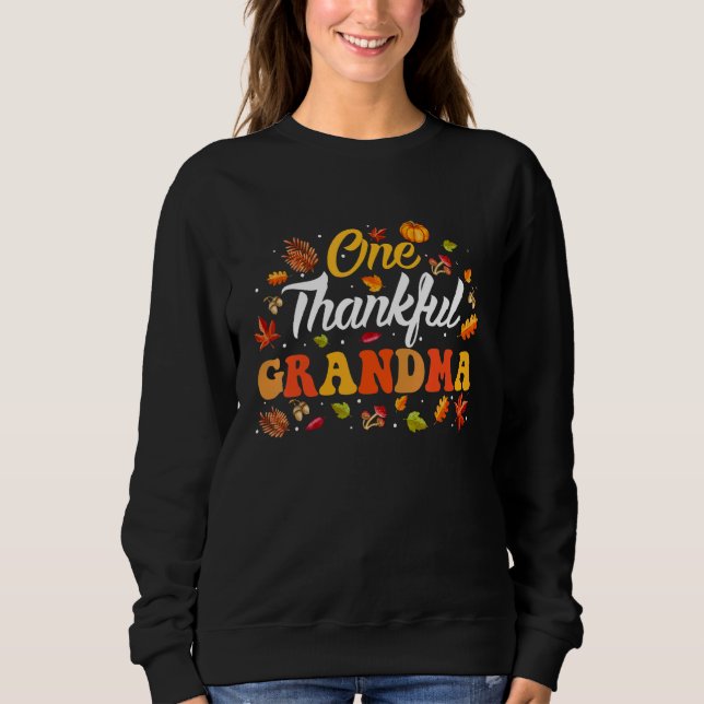 Sweatshirt Une grand-mère reconnaissante dinde automne feuill (Devant)