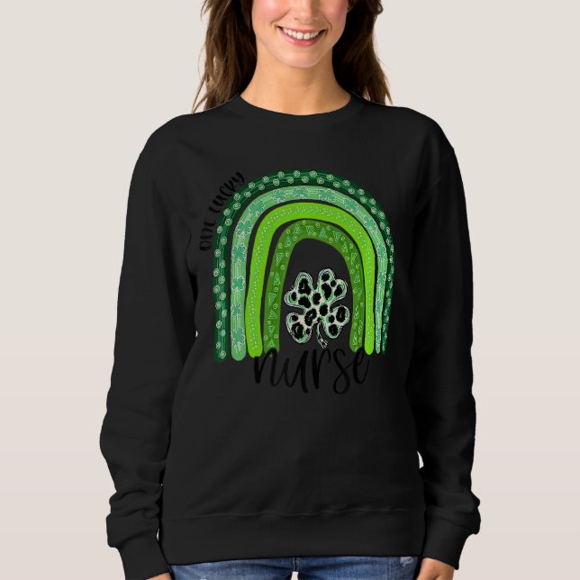 Sweatshirt Une infirmière chanceuse Boho Rainbow Leopard irla (Devant)