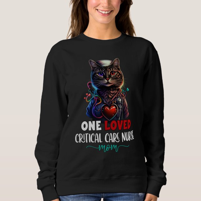 Sweatshirt Une infirmière en soins intensifs aimée Maman Chat (Devant)