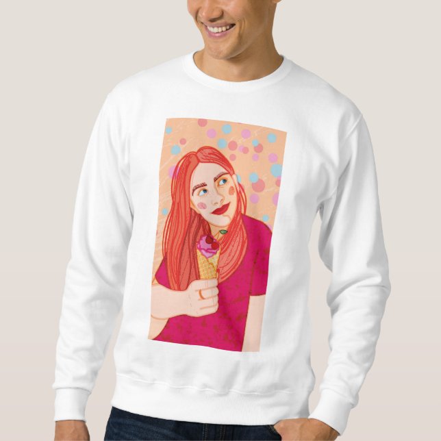 Sweatshirt une jeune fille aux cheveux roux. (Devant)