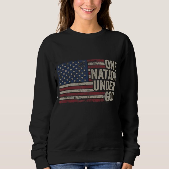 Sweatshirt UNE NATION SOUS DIEU - Christian USA Amérique Vint (Devant)