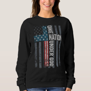 Sweatshirt Une Nation Sous Dieu Croix-Rouge Drapeau Chrétien
