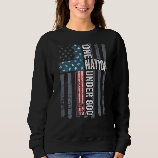 Sweatshirt Une Nation Sous Dieu Croix-Rouge Drapeau Chrétien  (Devant)