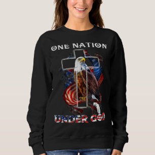 Sweatshirt Une nation sous Dieu Jésus Usa Cross Bald Eagle 4t