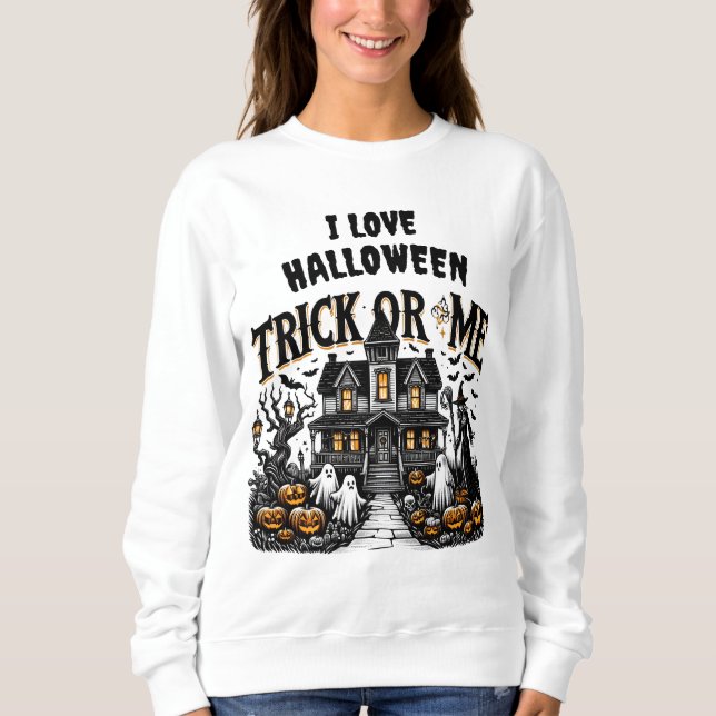 Sweatshirt Une nuit éffrayante avec fantômes et citrouilles e (Devant)