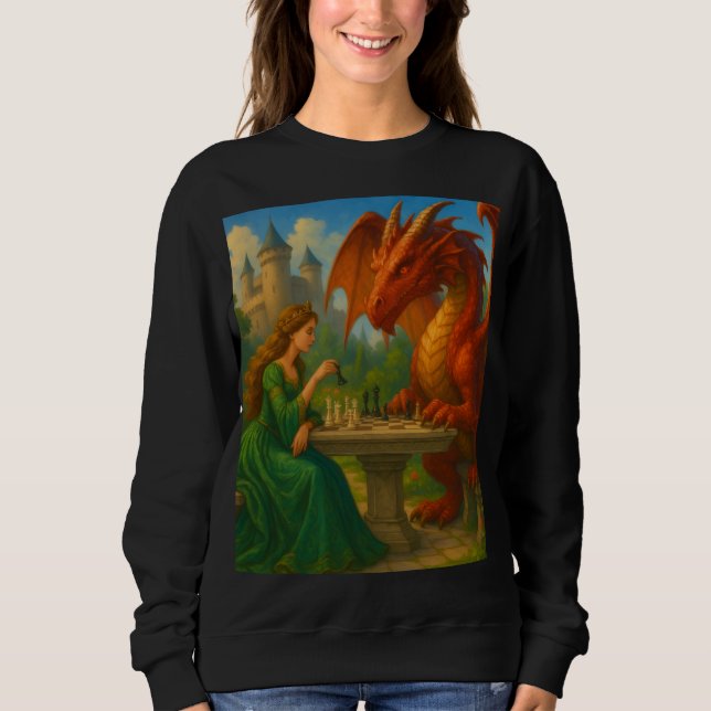 Sweatshirt Une princesse jouant aux échecs avec un art imagin (Devant)