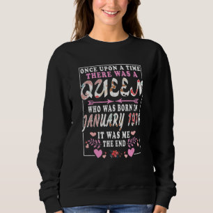 Sweatshirt Une Reine Née En Janvier 1976 Anniversaire Femme