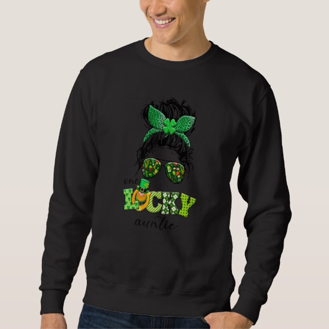 Sweatshirt Une Tante Chanceuse Saint Patrick 2019 Coiffure Ch (Devant)