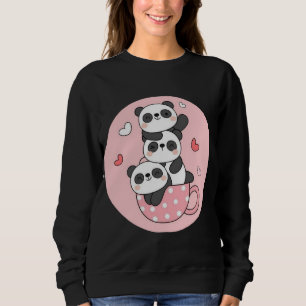 Sweatshirt Une tasse pleine d'amour de panda empilée de cuten