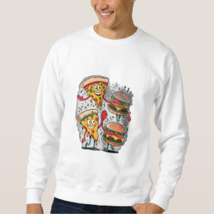 Sweatshirt Une tranche de pizza haute-cinq un hamburger.