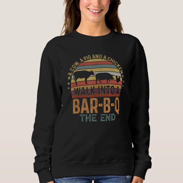 Sweatshirt Une Vache Un Cochon Et Un Poulet Marcher Dans Un B (Devant)
