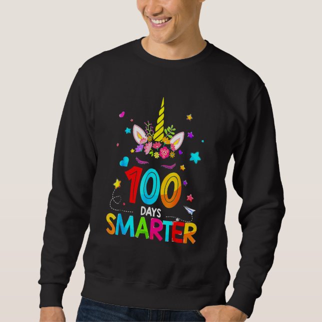 Sweatshirt Unicorn 100 Days Smarter 100th Day Of School Stude (Devant)