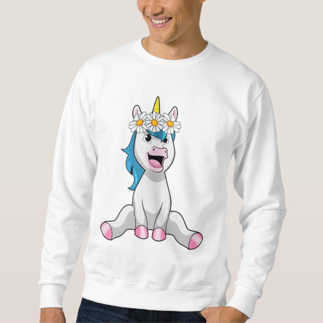Sweatshirt Unicorn avec Flowers Daisy (Devant)