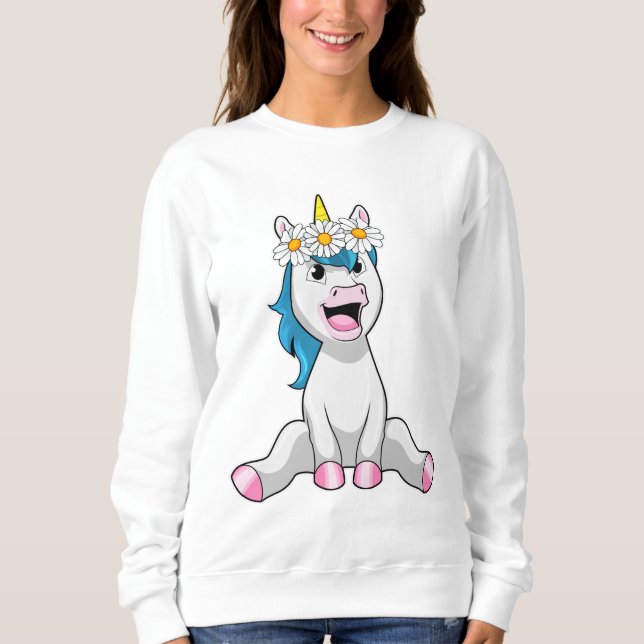 Sweatshirt Unicorn avec Flowers Daisy (Devant)