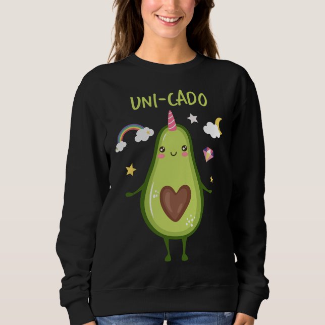 Sweatshirt Unicorn Avocado Guacamole Toast Gras vert sain (Devant)