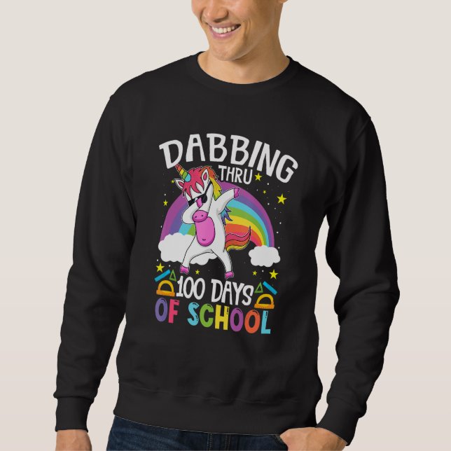 Sweatshirt Unicorn Dabbing Thru 100 Days of School Teacher St (Devant)